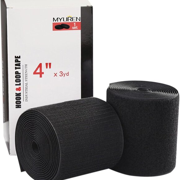 Myuren Hook & Loop Tape Black Sew On 4" x 3yd Industrial Strength 1 set NIB - Picture 1 of 3